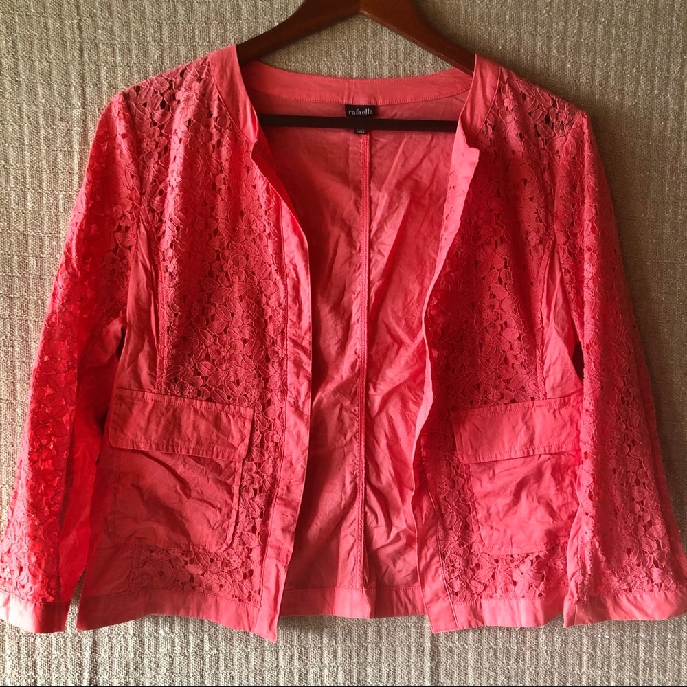 Rafaella Coral Cotton and Lace Blazer M